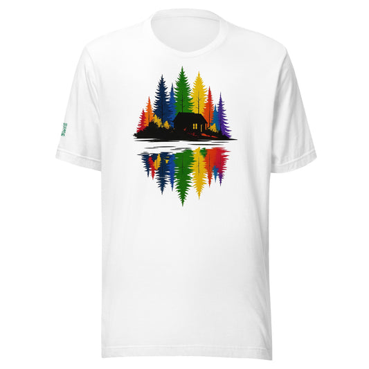 Pride Forest Reflection T-Shirt – LGBTQ+ Nature Cabin Design