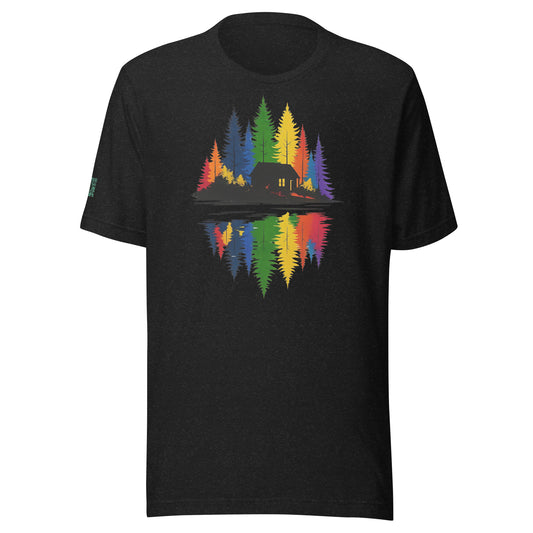 Pride Forest Reflection T-Shirt – LGBTQ+ Nature Cabin Design