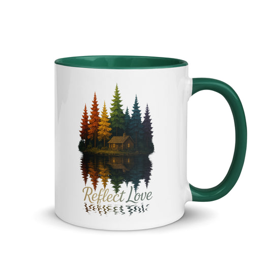 Reflect Love Pride Mug – Rainbow Forest Cabin LGBTQ+ Coffee Cup