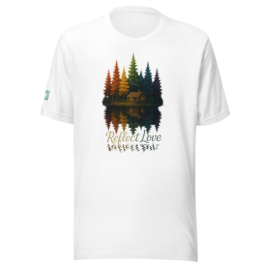 Reflect Love Pride T-Shirt – Rainbow Forest Cabin LGBTQ+ Nature Tee