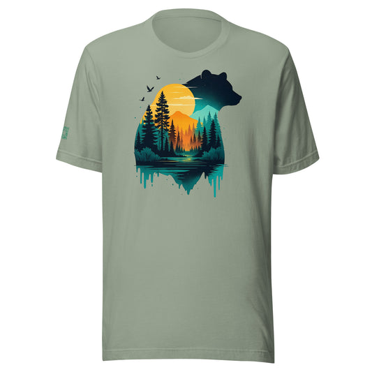 Smoky Mountains Bear Silhouette T-Shirt – Sunset & Forest Nature Scene