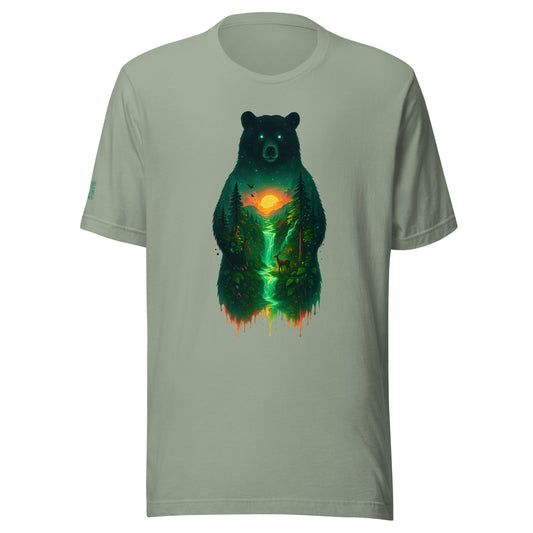 Spirit of the Smokies T-Shirt – Mystical Bear & Forest Sunset Design