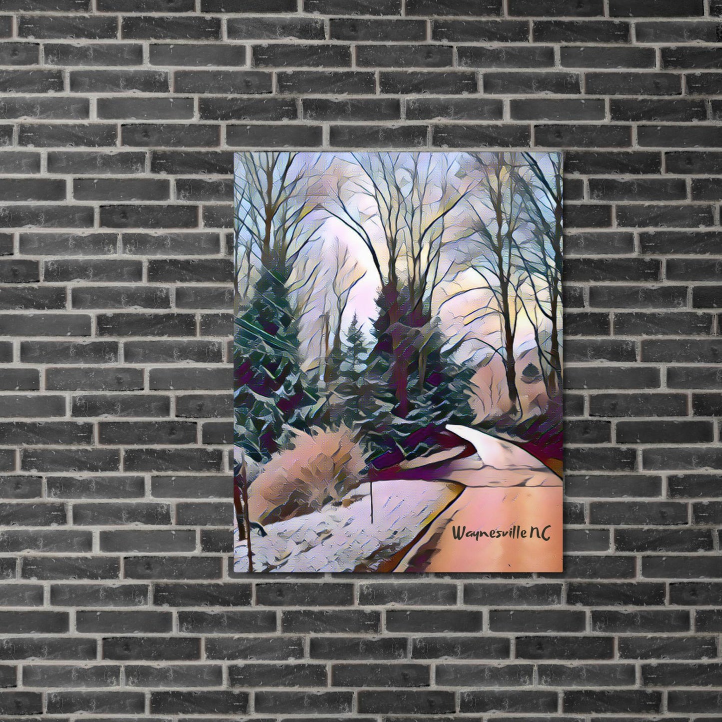 Waynesville, NC Snow Day - Metal Print