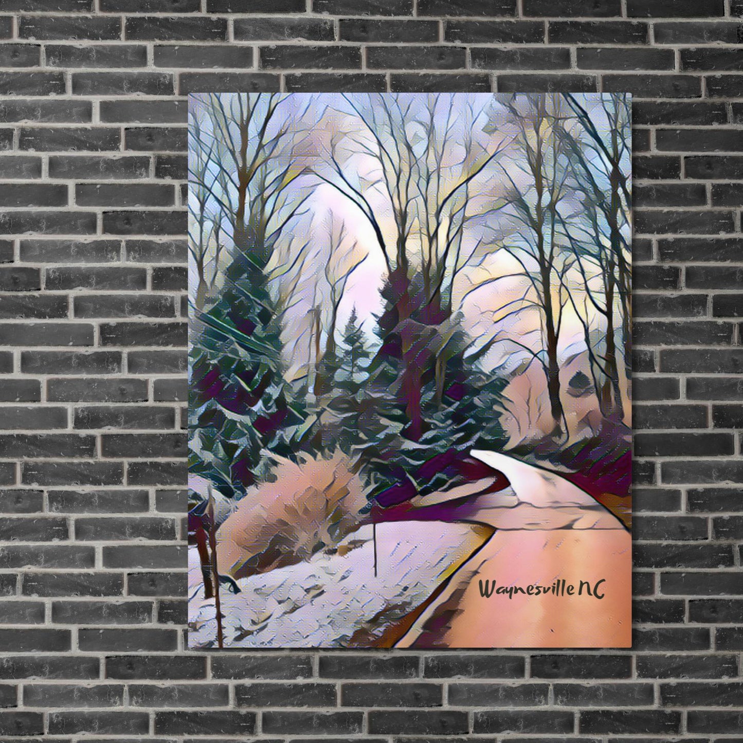 Waynesville, NC Snow Day - Metal Print