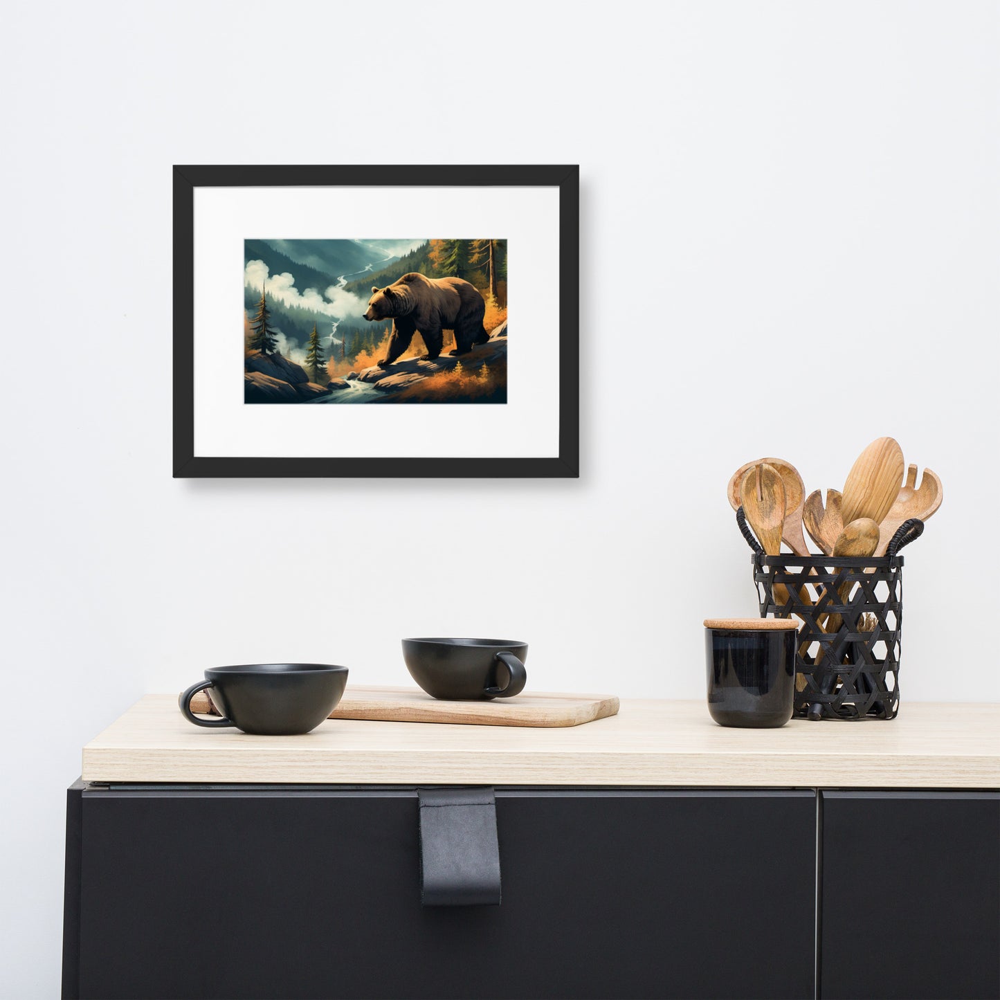 Grizzly in Mountains - Framed Poster