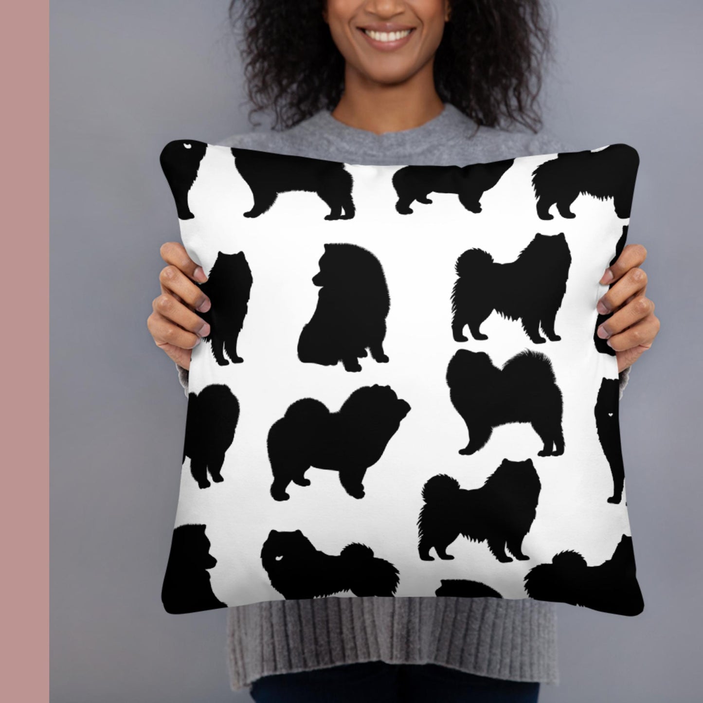 Chow Chow Black and White Contemporary Throw Pillow