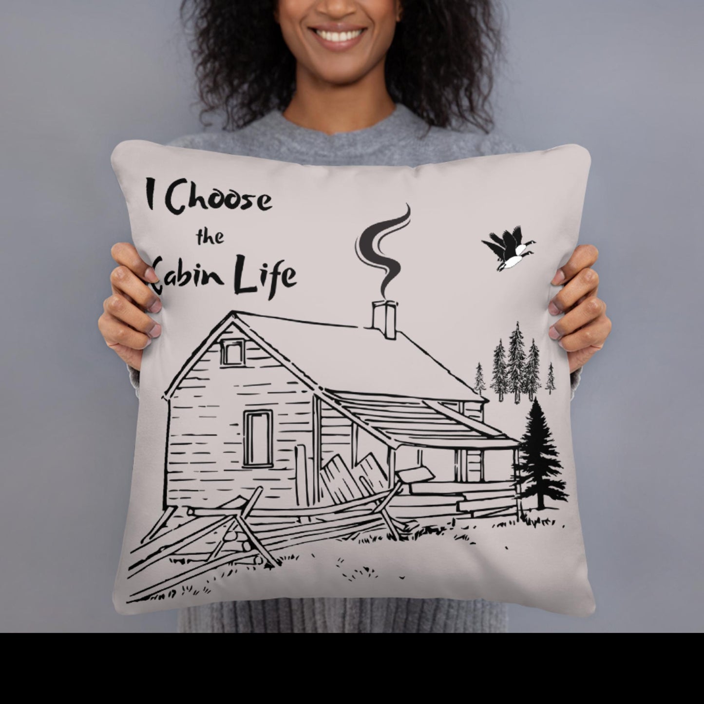 I Choose the Cabin Life Graphic Throw Pillow