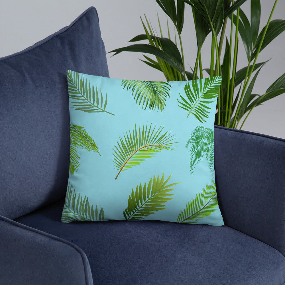 Tropical Palm Leaves Throw Pillow