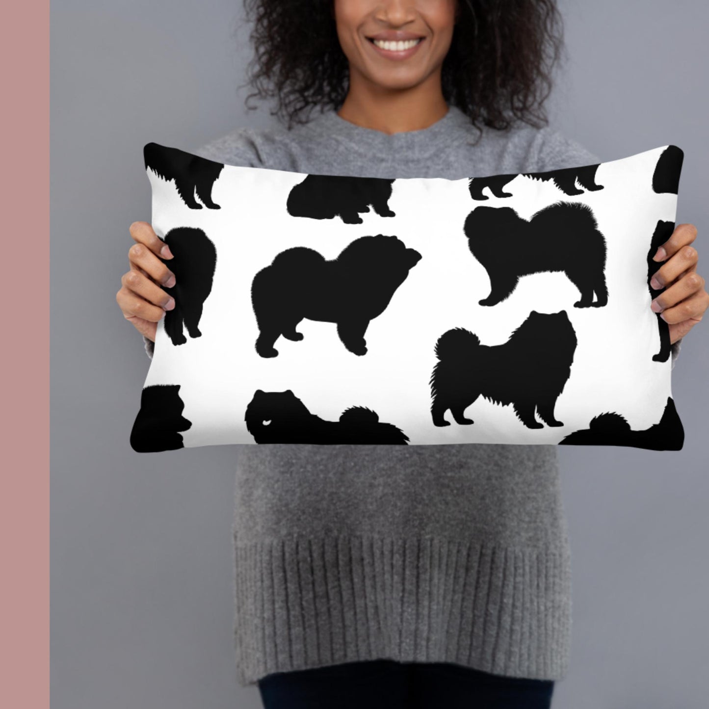 Chow Chow Black and White Contemporary Throw Pillow