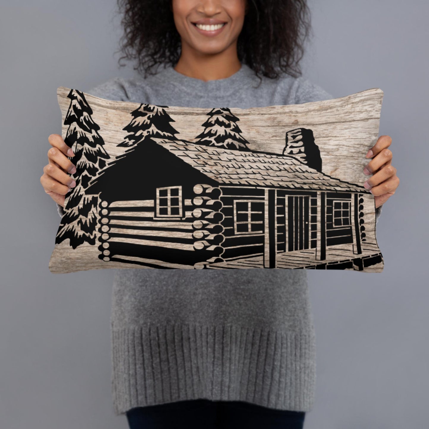 Rustic Cabin Print Throw Pillow