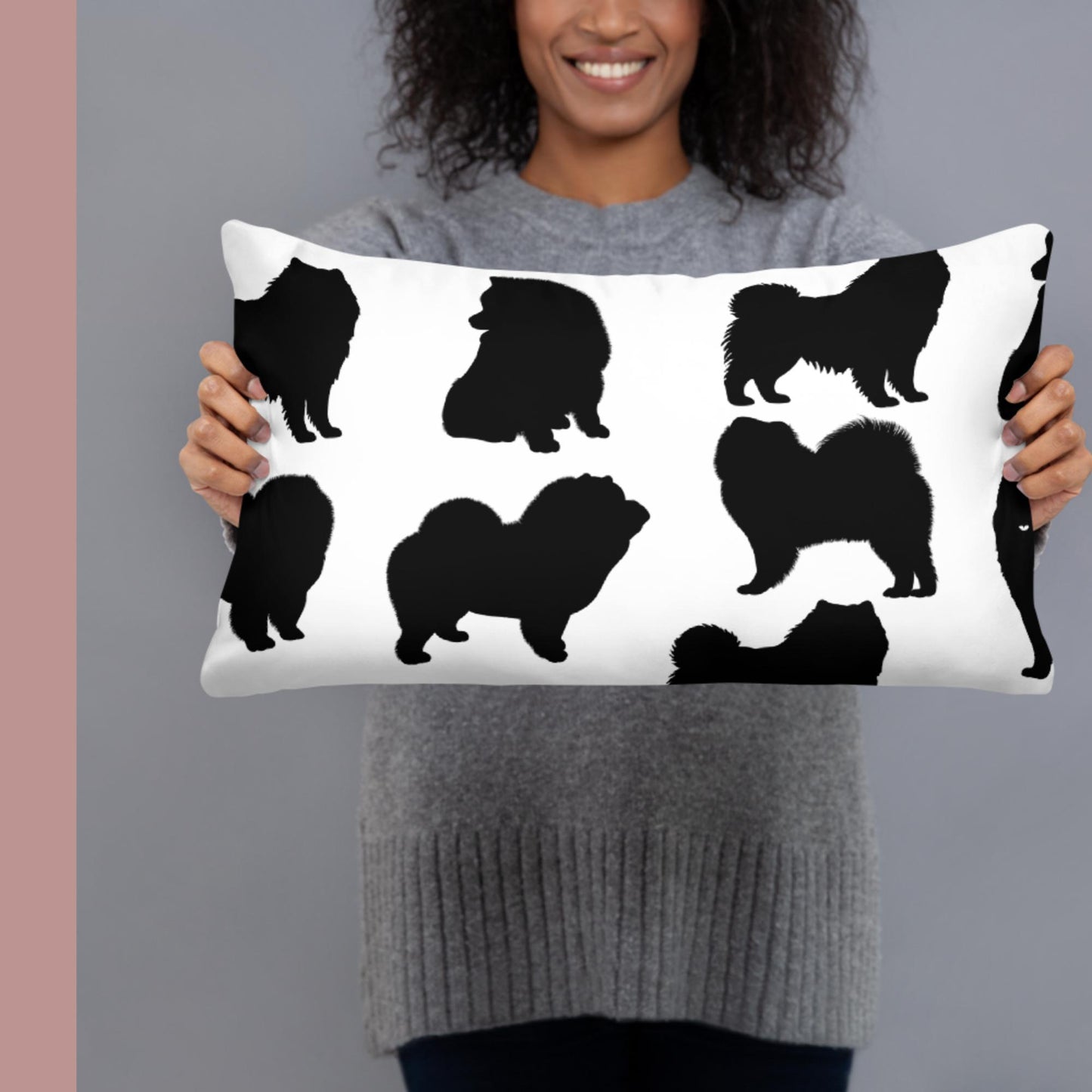 Chow Chow Black and White Contemporary Throw Pillow