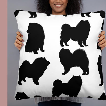 Chow Chow Black and White Contemporary Throw Pillow