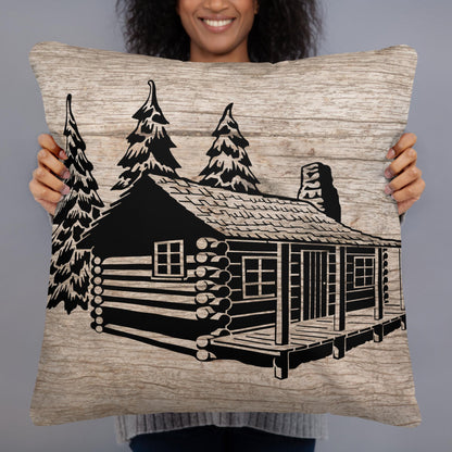 Rustic Cabin Print Throw Pillow