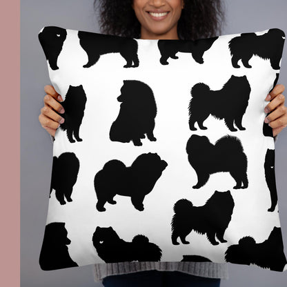 Chow Chow Black and White Contemporary Throw Pillow