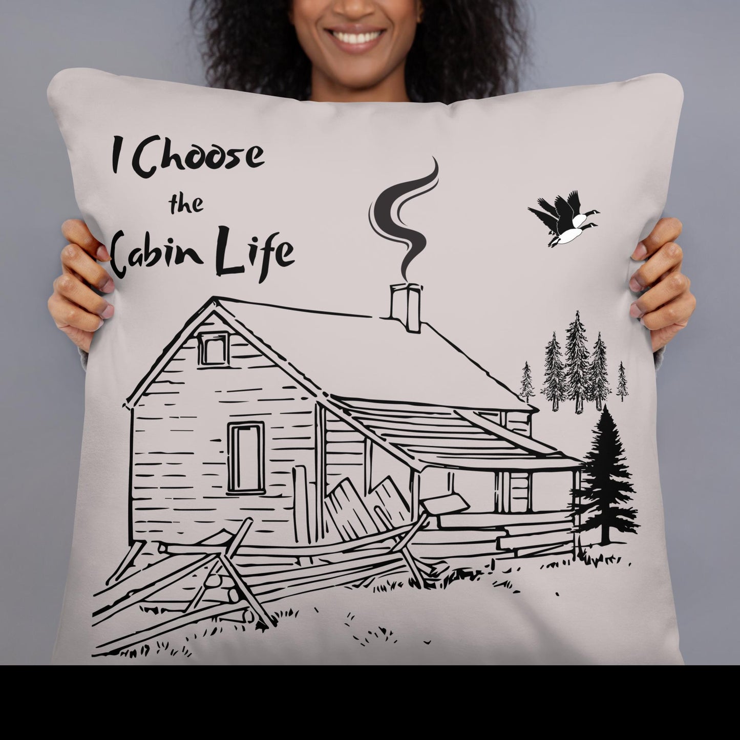I Choose the Cabin Life Graphic Throw Pillow