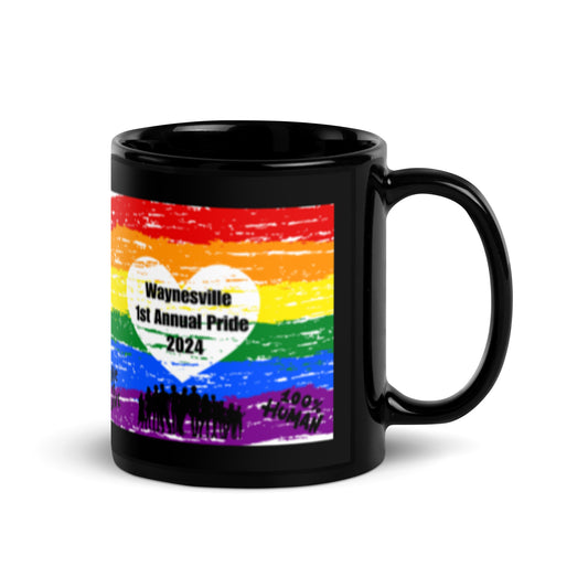 Rainbow Pride Coffee Mug (Black): Exclusive Design for Waynesville's 1st Annual Pride Event Souvenir