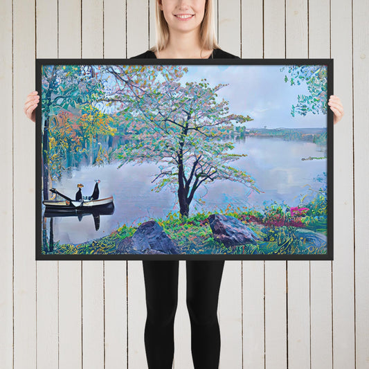 Original Digital Art - Dogwood Tree in Spring - Framed Poster Print