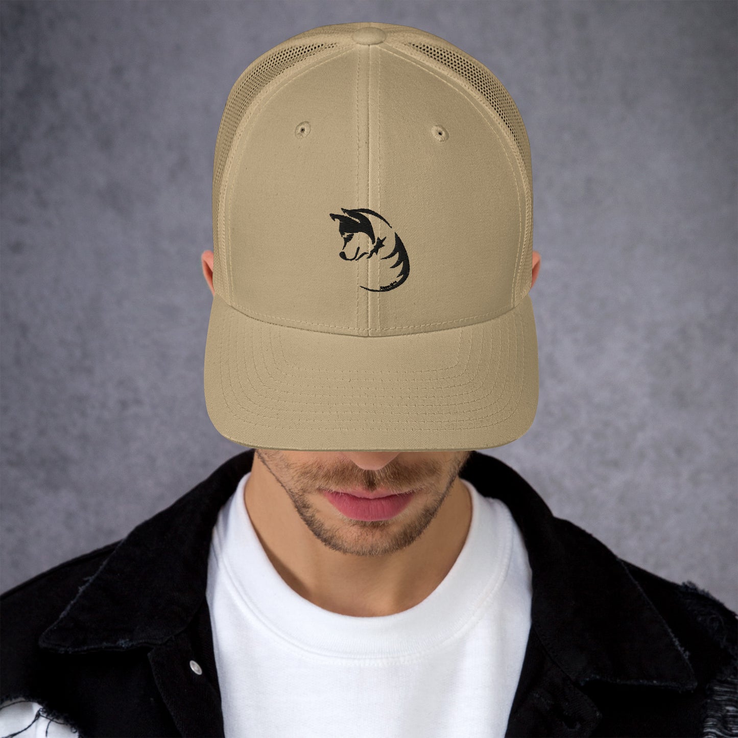 Premium Trucker Hat with Siberian Husky Embroidery