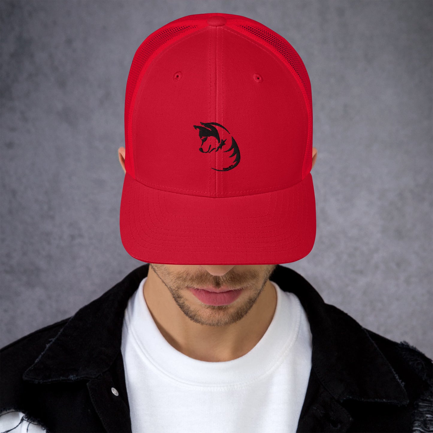 Premium Trucker Hat with Siberian Husky Embroidery