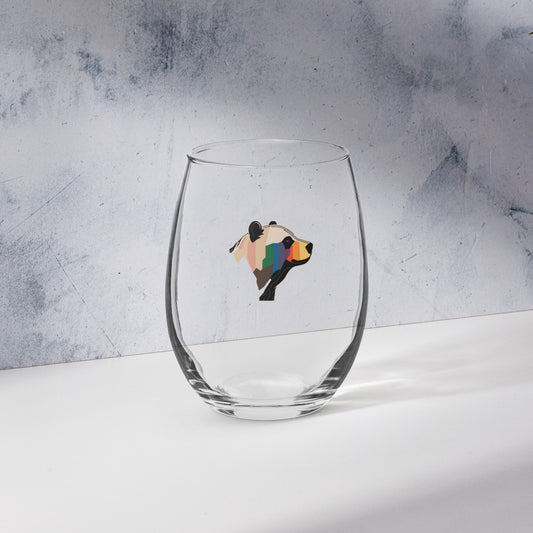 Rainbow Bear Pride Stemless Wine Glass