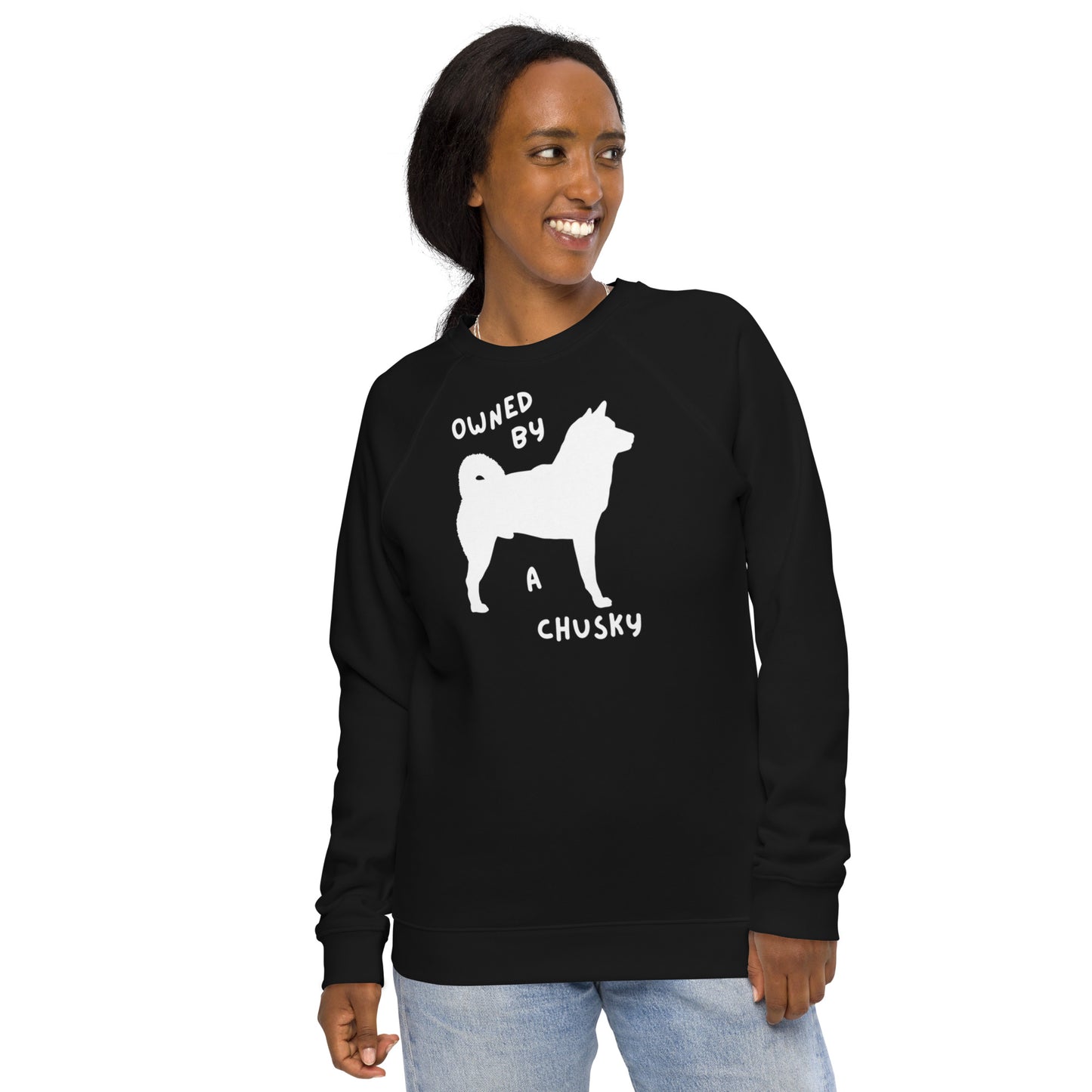 Chusky Print Unisex Organic Raglan Sweatshirt